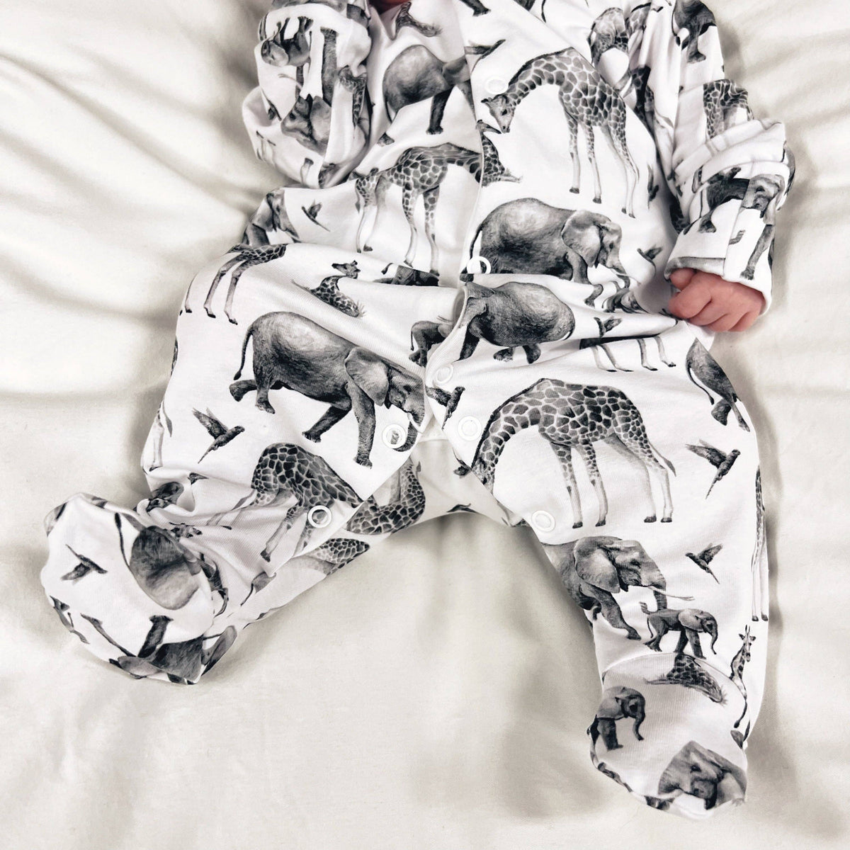 Baby Cotton Onesie – Safari Animal Print