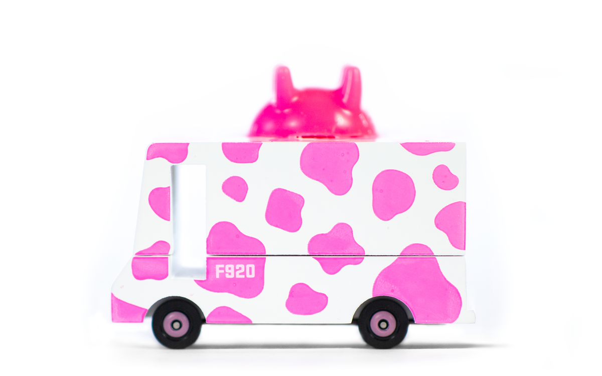 Candyvan - Strawberry Moo - Wooden Diecast Toy Car Candylab