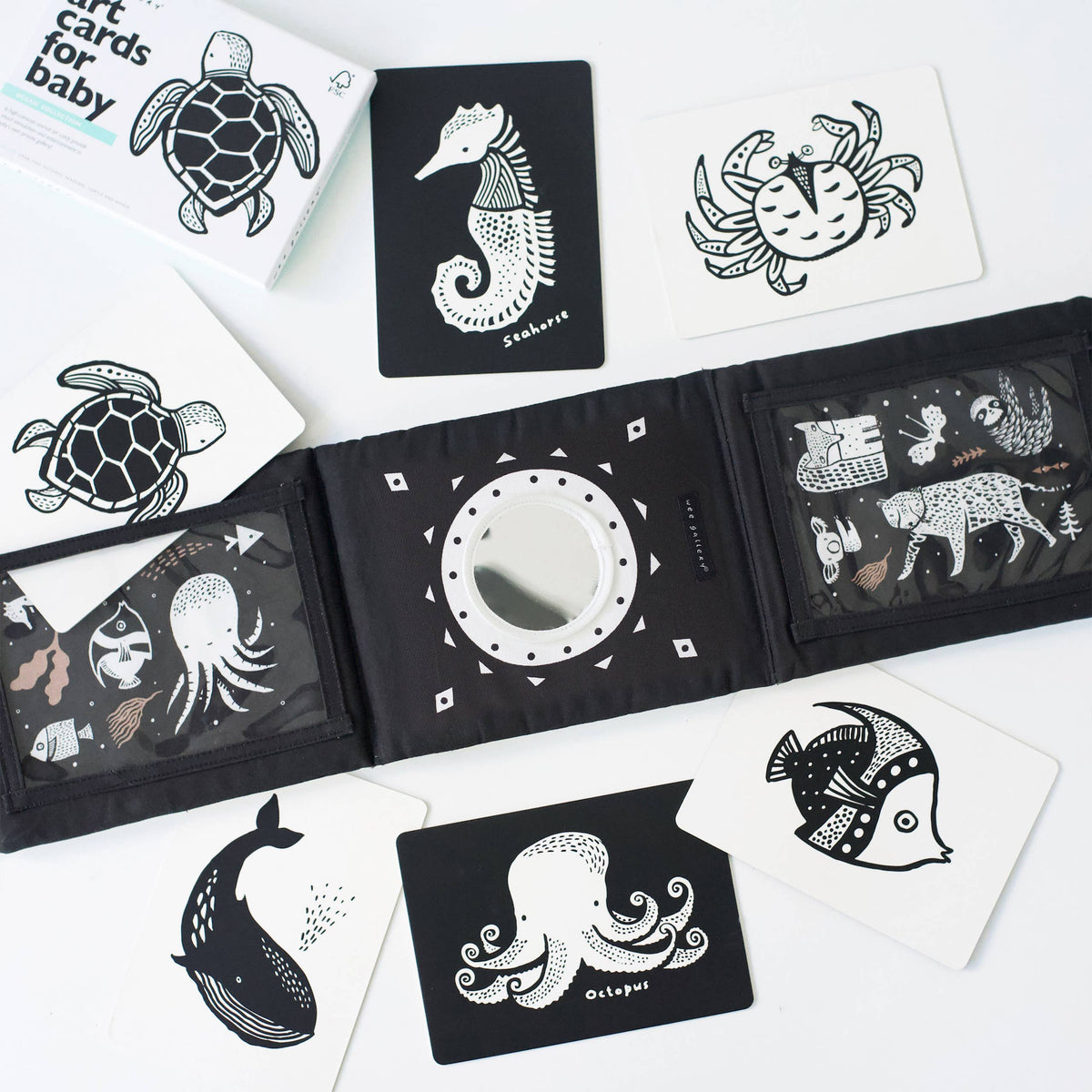 Baby Tummy Time Gallery Gift Set with Contrast Flash Cards