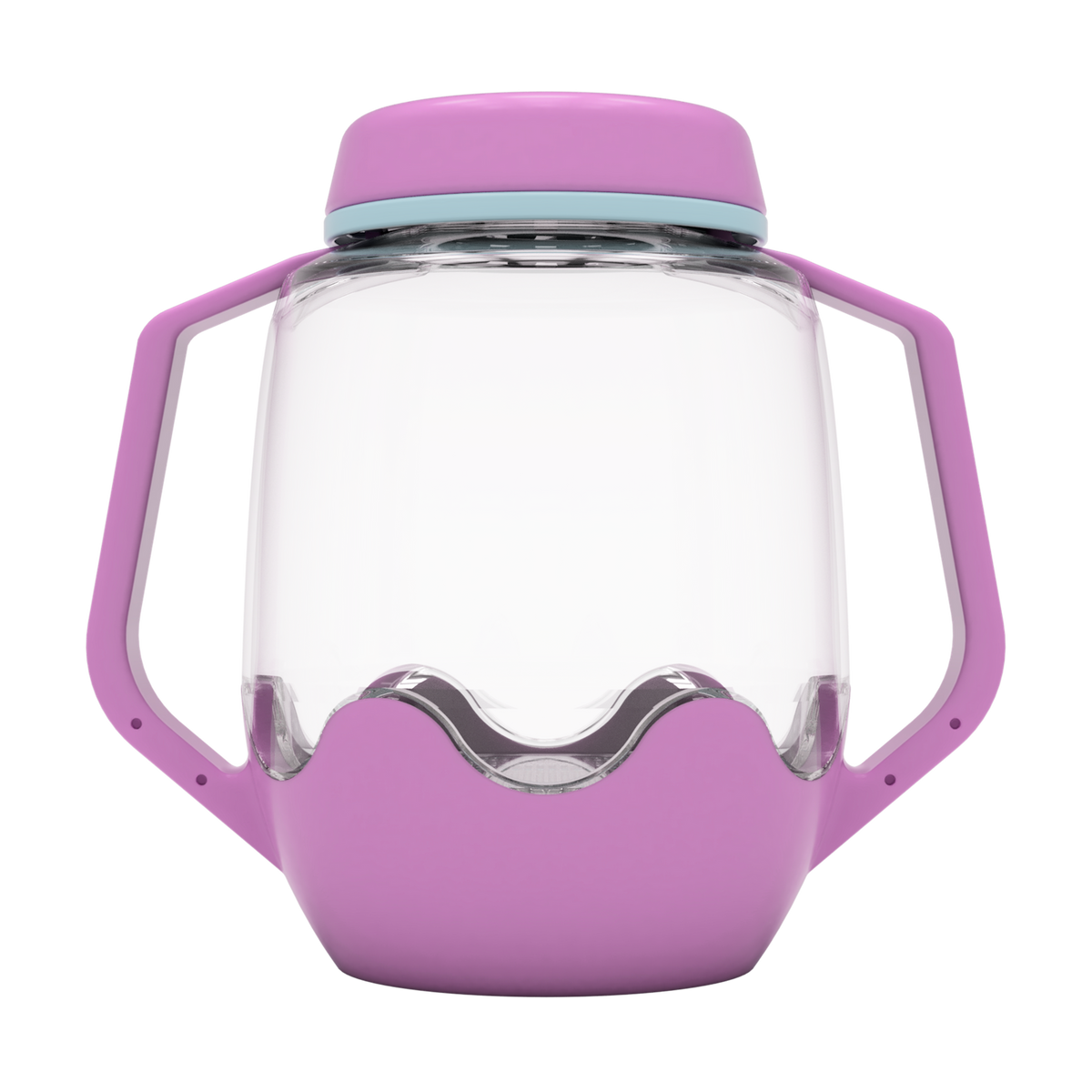 Purple Glo Pals sensory jar with dual side handles against a white background.