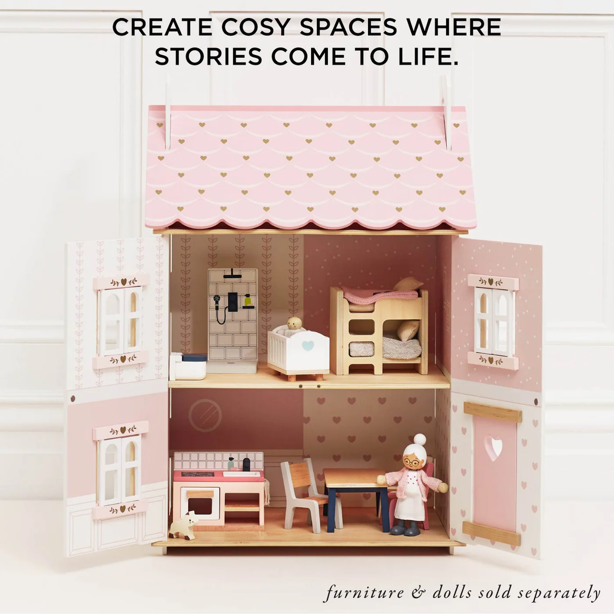 Roseheart Wooden Dolls House & Furniture