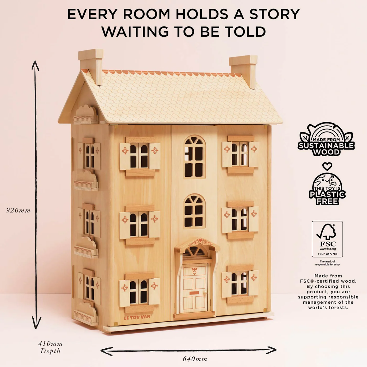 The Grand Natural Wood Doll House