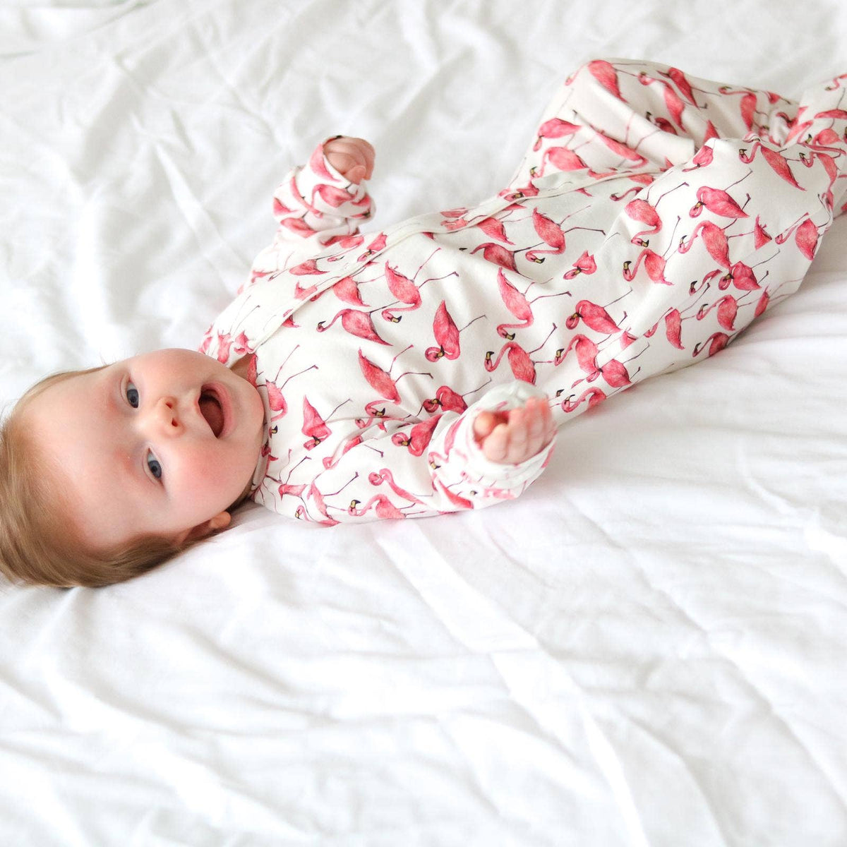 Baby Cotton Onesie – Flamingo Print