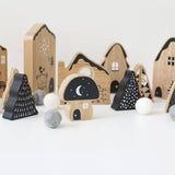 Woodland Village - Wooden Fantasy House Blocks Set