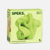 Light-green box for Speks Blur calming focus putty displaying a swirled putty graphic on the front.