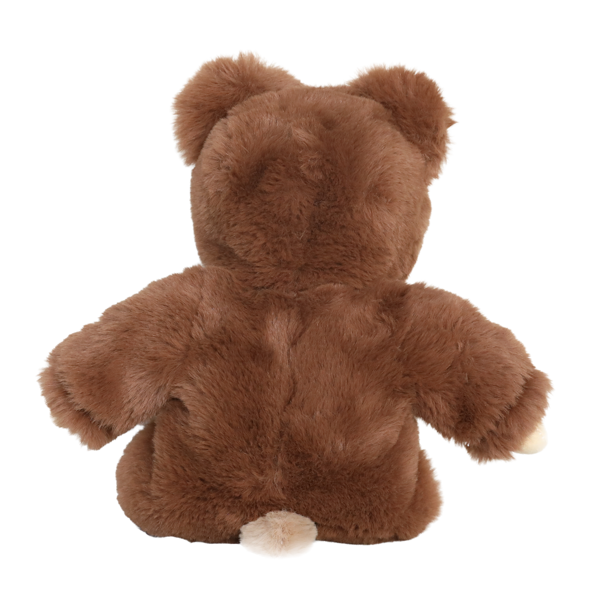 Back view of Cozy Dinkum Bobby Bear plush toy showing fluffy brown fur and a small tail.