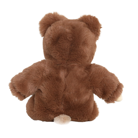 Back view of Cozy Dinkum Bobby Bear plush toy showing fluffy brown fur and a small tail.