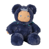 Olli Ella Cozy Dinkum Blueberry Bear plush doll sitting on a white background.