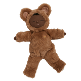 Plush Olli Ella Cozy Dinkum Teddy Mini Caramel doll with sleeping face and rainbow embroidery.