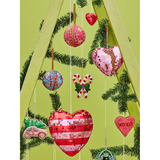 Disco Ball Heart in Red & Pink Stripes Large 25cm