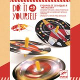 A DIY kit with colourful, cosmic-themed designs for kids to create mesmerizing spinning toys that showcase hypnotic patterns.
