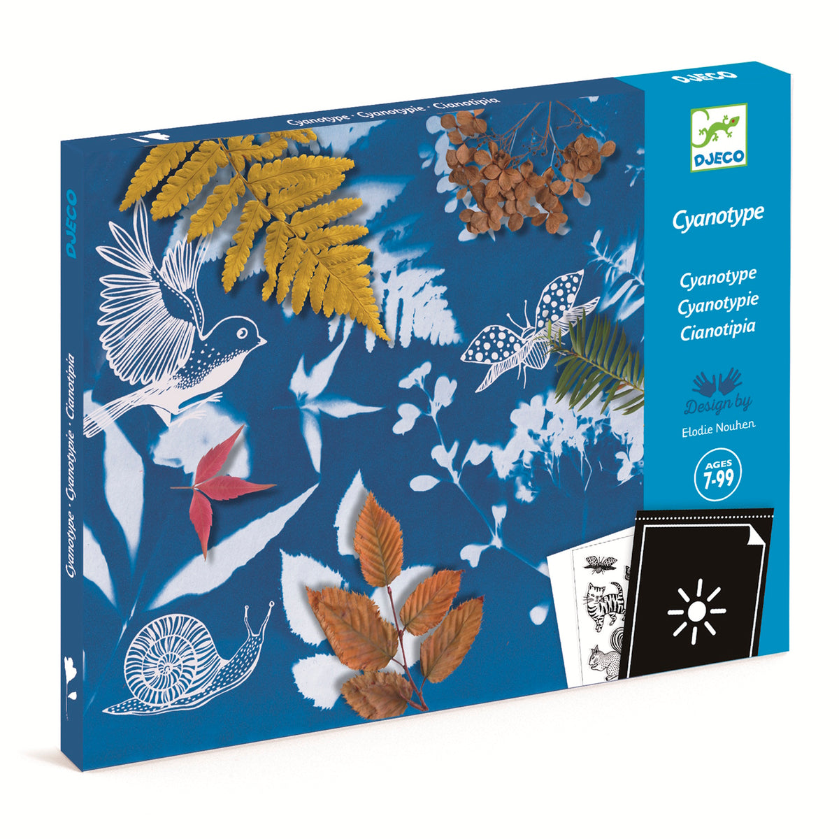 A creative activity set designed for children aged 7 to 12 years. It introduces them to the photographic technique of cyanotype, allowing them to create unique blue-toned prints using sunlight.