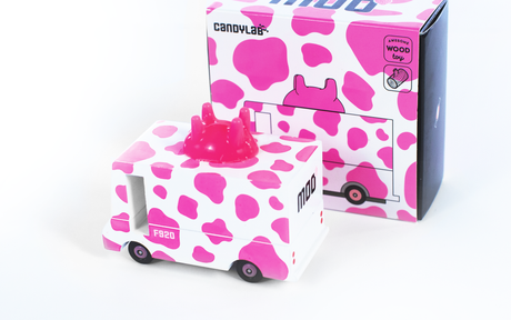 Candyvan - Strawberry Moo - Wooden Diecast Toy Car Candylab