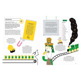 Book spread about Aluminium with fun facts, illustrated cans, a magnet, a train, and a checklist of everyday uses.