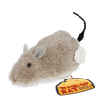Fluffy plush wind-up rat toy with grey ears and a cheese-shaped tag reading "Wind-Up Rat".