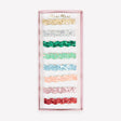 Meri Meri wavy glitter hair clips set packaging in an array of colorful shades.