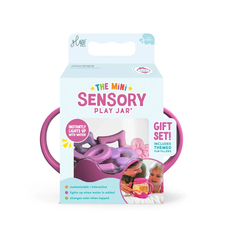 Glo Pals pink Mini Sensory Play Jar gift set box with handles and light-up fillers.
