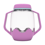 Purple Glo Pals sensory jar with dual side handles against a white background.
