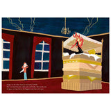Illustration from The Grand Hotel of Feelings showing a fiery figure representing Anger in a large hotel room.