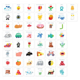 Grid of illustrated cards featuring labeled drawings of various objects, animals, and emotions.