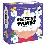 Purple box for "Guessing Things: A What Am I? Game" featuring colorful illustrations and speech bubbles.