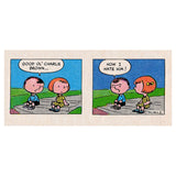 Peanuts comic strip: A boy says "Good ol' Charlie Brown..." then glares and says "How I hate him!" next to a girl.