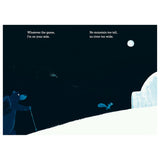 Bear and squirrel walking on snow toward an igloo under a full moon with text from Im Sticking with You.
