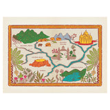 Illustrated map of The Jungle Book featuring Seeonee Village, Council Rock, and King's Palace with a decorative border.