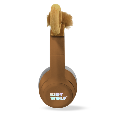 Brown headphones with fluffy bear ears and a soft headband, set against a white background. The ear cups have gray padding, adding a playful, cozy feel.