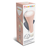 Packaging of a Kidywolf multi-function flashlight with a fox logo. Features include flashlight, ambient light, and pendant light. Sleek, modern design.