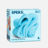 Light-blue box for Speks Blur calming focus putty featuring a swirled sky-blue putty graphic.