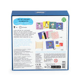 Back of Moulin Roty Les Loufoques Mix and Match logic game box with colorful character cards and challenge levels.