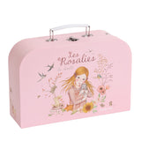 Moulin Roty Les Rosalies La Dinette pink suitcase carry case with illustrated girl and woodland animals.