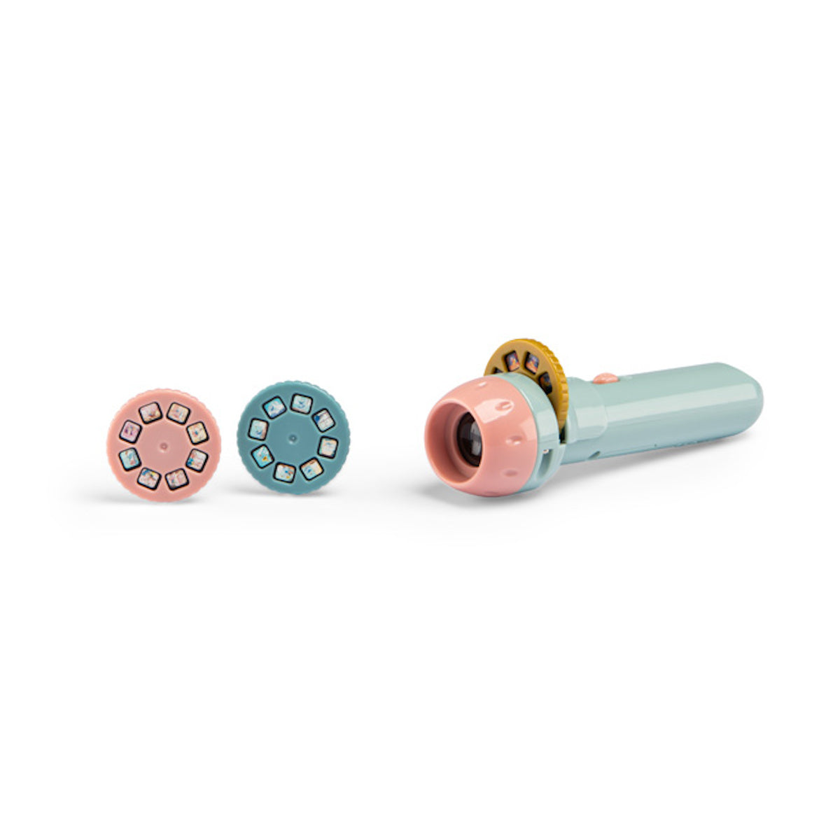 Childrens storybook torch projector toy with three interchangeable story discs.