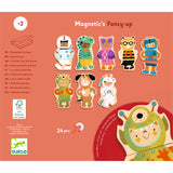 Djeco Magnetic's Fancy-up: 24-piece wooden magnetic puzzle set with mix-and-match characters for toddlers.