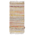 Maileg miniature medium multi-stripe woven rug with fringe details.