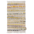 Maileg mouse dollhouse accessory featuring a small woven multi-stripe rug with colorful fringe details.