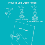 Diagram showing how to use Deco-Props: punch a hole, connect using Scru, or add layers using Scru+.