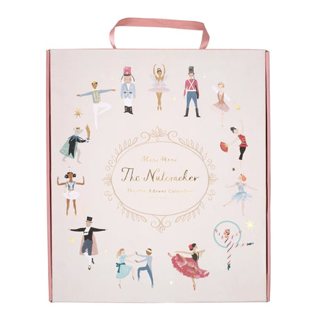 Meri Meri Nutcracker Theatre Advent Calendar packaging box with handle and character illustrations.
