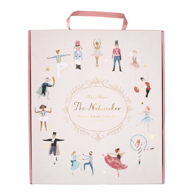 Meri Meri Nutcracker Theatre Advent Calendar packaging box with handle and character illustrations.