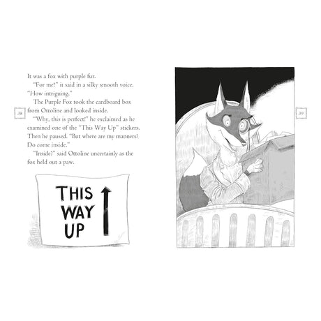 Inside page illustration from Ottoline and the Purple Fox children's book featuring the purple fox character.