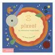 Pizza! An Interactive Recipe Book cover with illustrated pizza and toppings on blue background by Phaidon.