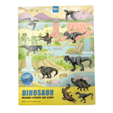 Front packaging cover of Rex London Dinosaur Reusable Stickers and Scenes set featuring dinosaurs.