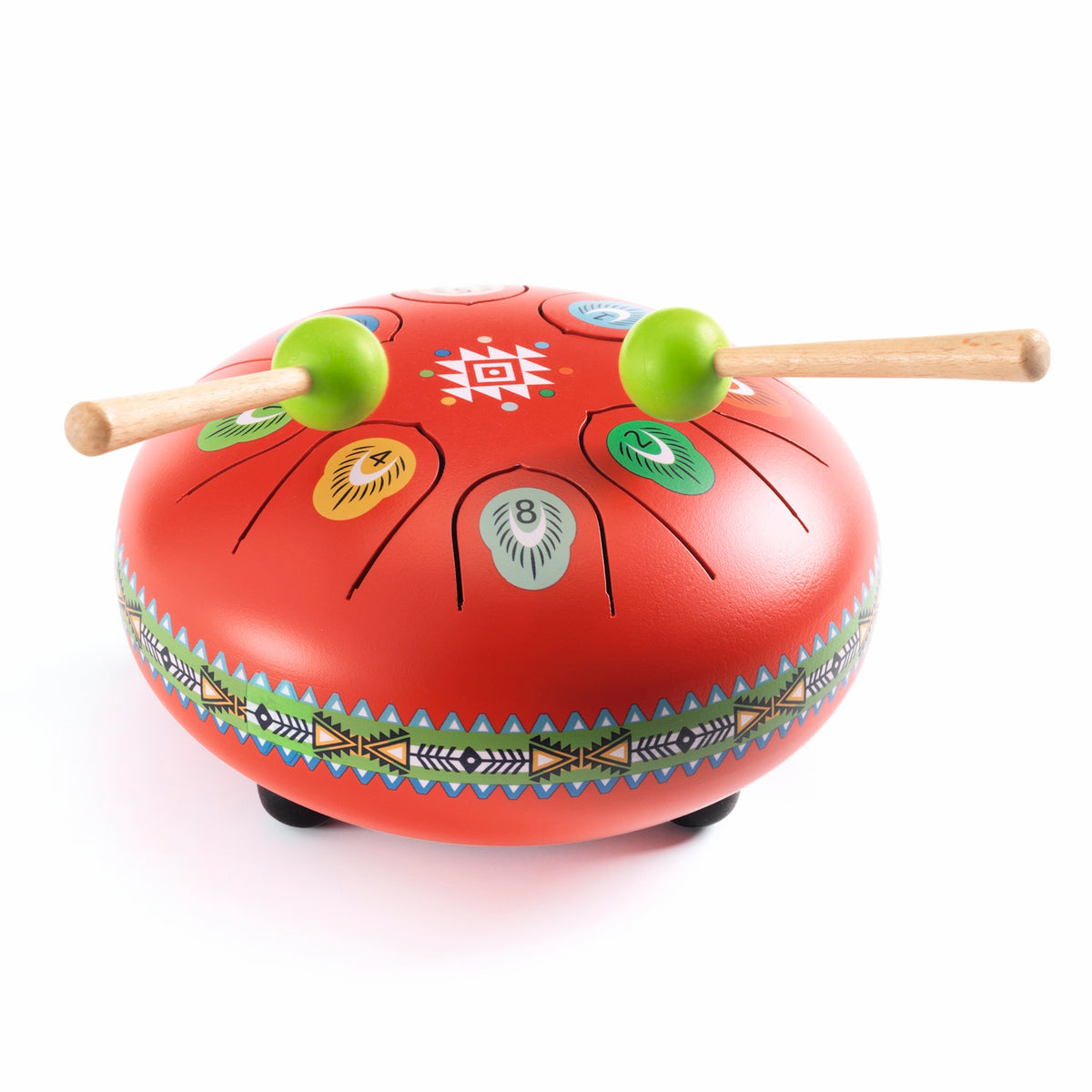 Red Metal Tongue Drum - 8 Notes