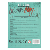 Back packaging view for spider temporary tattoos, including ingredients list and safety details.