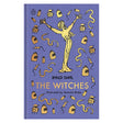 Purple book cover for The Witches by Roald Dahl with gold illustrations of a witch, mice, and snakes.