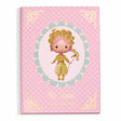The set includes a cardboard booklet with a central illustration of Miss Lilypink and four sheets of reusable vinyl stickers, allowing children to dress and accessorize her in various outfits.