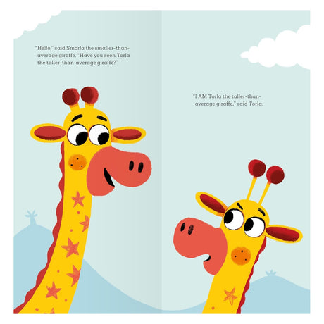 Two giraffes, Torla and Smorla, talking in a children's book illustration from "Torla and Smorla."