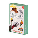 Moulin Roty 7 Families animal card game box featuring colorful bird illustrations for ages 6 and up.