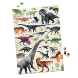 Vilac dinosaur jigsaw puzzle featuring vintage illustrations of various dinosaurs with scientific names.